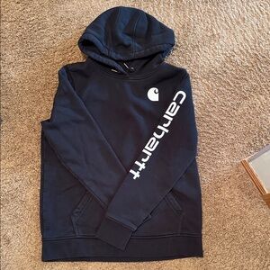 Carhartt Men's Black Hoodie with White Logo